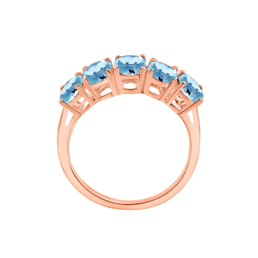 Aquamarine  5 Stone Ring in Vermeil RG Sterling Silver 2.30 ct  2.370  Ct. 8009516 3