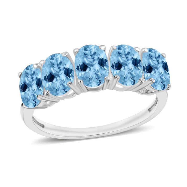 18K W Gold   Santamaria Aquamarine  5 Stone Ring 4.15 ct,  Gold Wt. 5.5 Gms  4.150  Ct. 8009584 1
