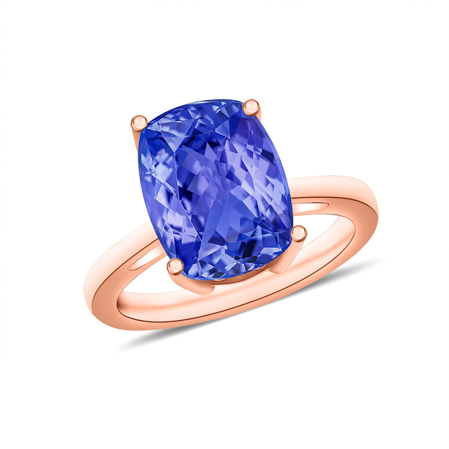 18K Rose Gold  AAA   Tanzanite  Solitaire Ring 5.00 ct,  Gold Wt. 5.5 Gms  5.000  Ct. 8009788 0
