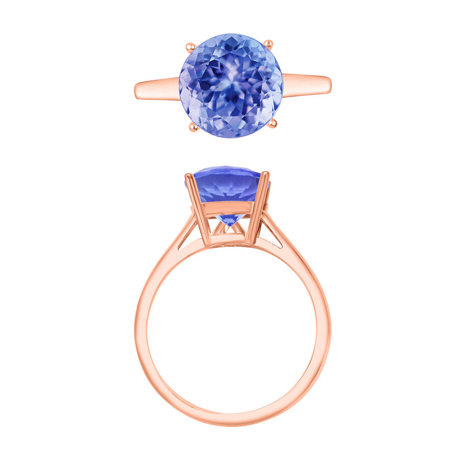 Tanzanite  Solitaire Ring in Vermeil RG Sterling Silver 3.70 ct  3.700  Ct. 8009856 3