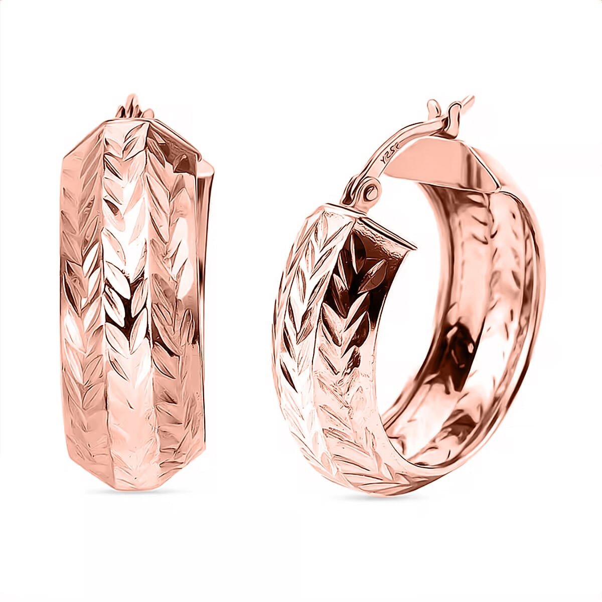 NY Close Out Rose Gold Plated Sterling Silver Earring With Clasp, Gold Wt. 3.70 Gms 8015866 0