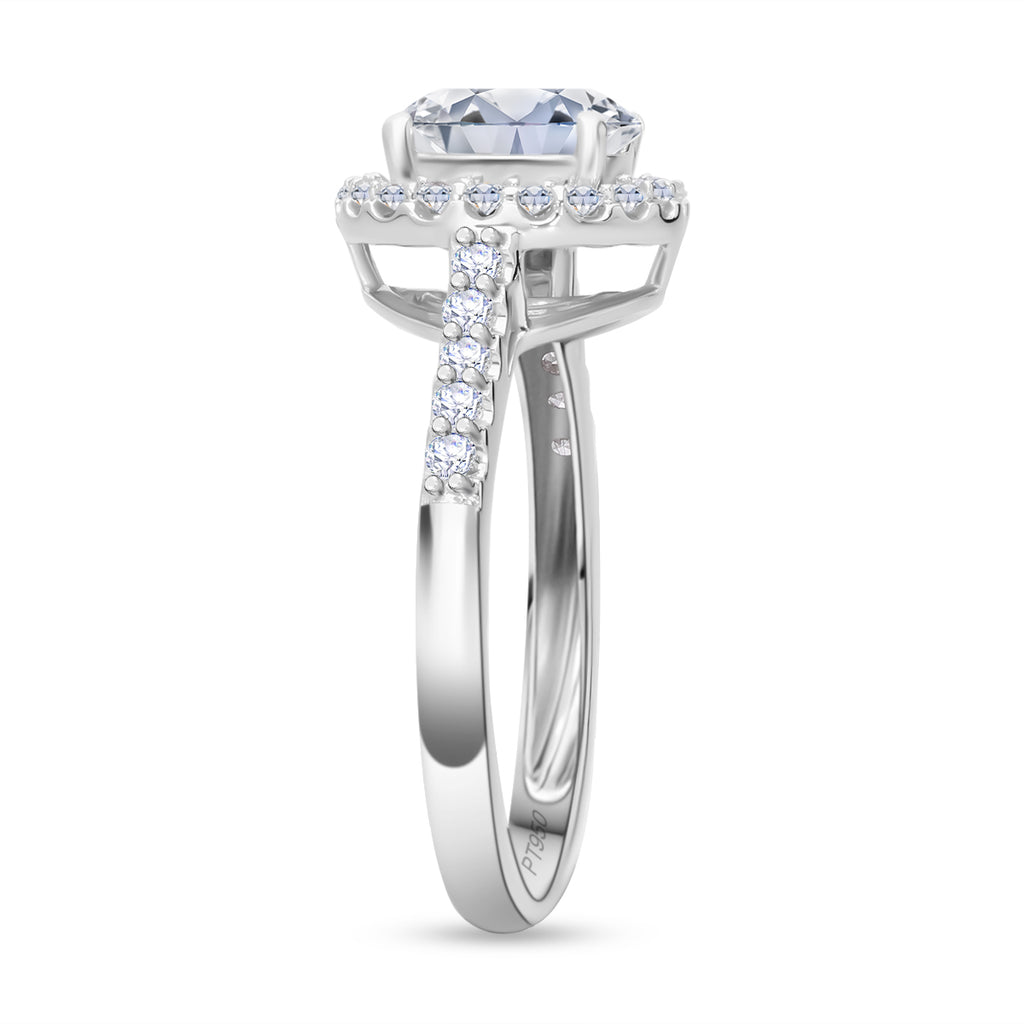 Luxuriant Diamond 950 Platinum (VS/G-H) Lab Grown Diamond Halo Ring 2.00 Ct._8015934_3