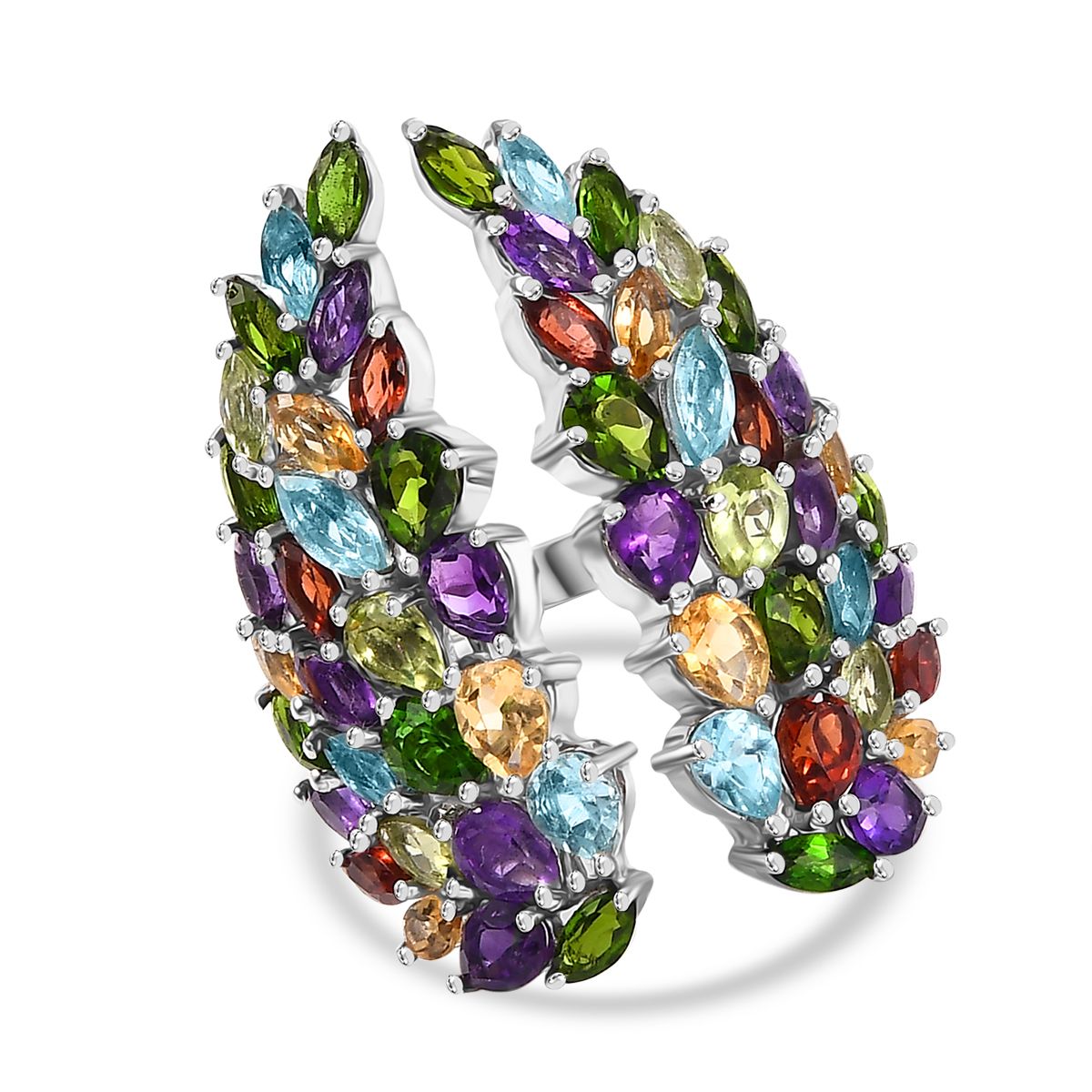 GP Italian Garden - African Amethyst, Citrine &amp; Multi Gemstones Ring in Rhodium Overlay Sterling Silver 6.42 Ct. 8017494 0