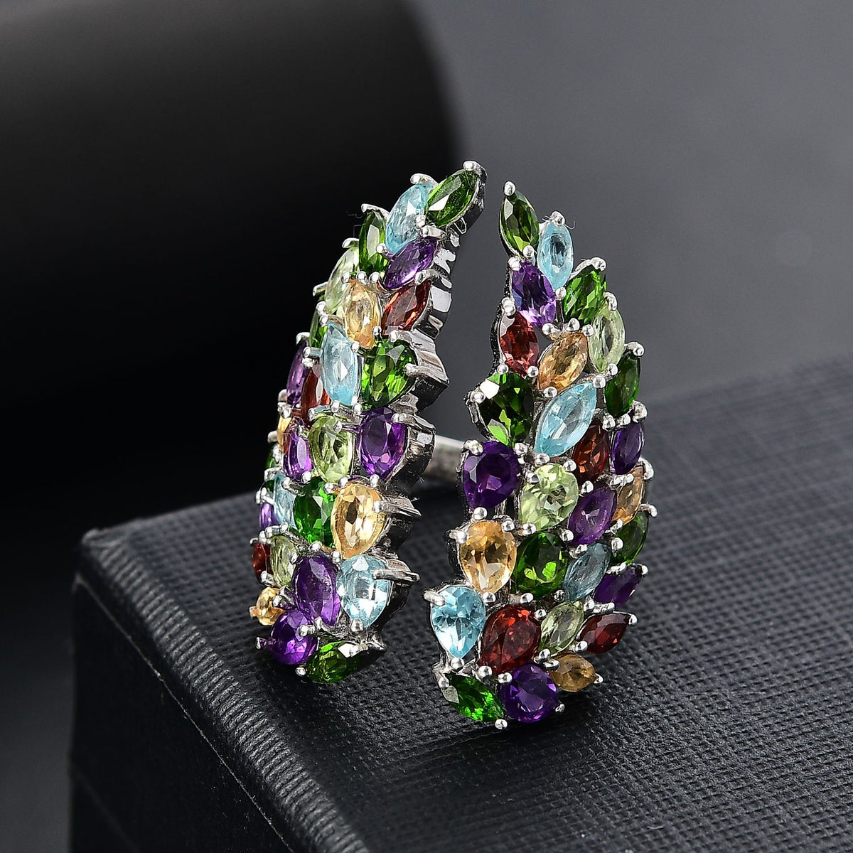 GP Italian Garden - African Amethyst, Citrine &amp; Multi Gemstones Ring in Rhodium Overlay Sterling Silver 6.42 Ct. 8017494 2