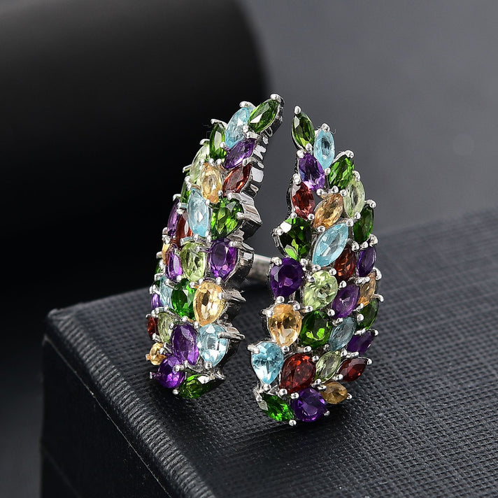 GP Italian Garden - African Amethyst, Citrine &amp; Multi Gemstones Ring in Rhodium Overlay Sterling Silver 6.42 Ct. 8017494 2