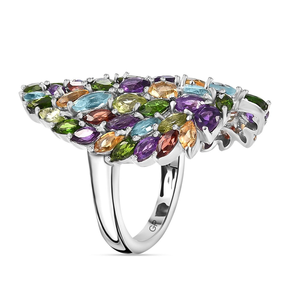 GP Italian Garden - African Amethyst, Citrine & Multi Gemstones Ring in Rhodium Overlay Sterling Silver 6.42 Ct._8017494_3