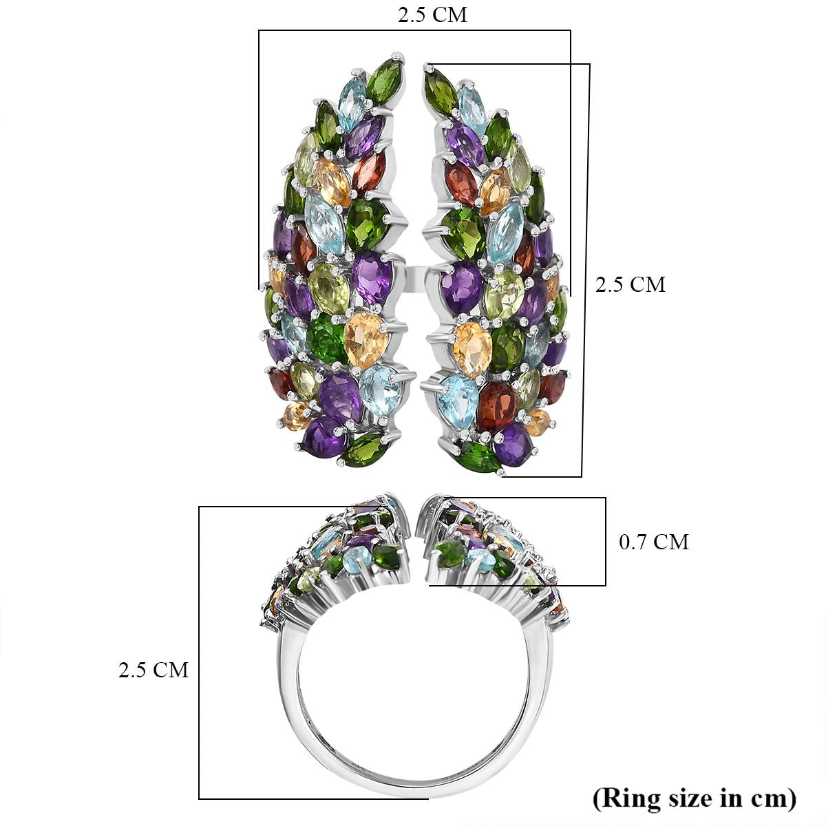 GP Italian Garden - African Amethyst, Citrine &amp; Multi Gemstones Ring in Rhodium Overlay Sterling Silver 6.42 Ct. 8017494 6