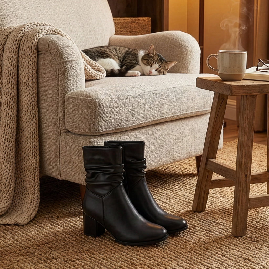 Shoes by Emma Zipped Pull-On Ladies Boots  (Size 6) - Black Pu_8017916_4