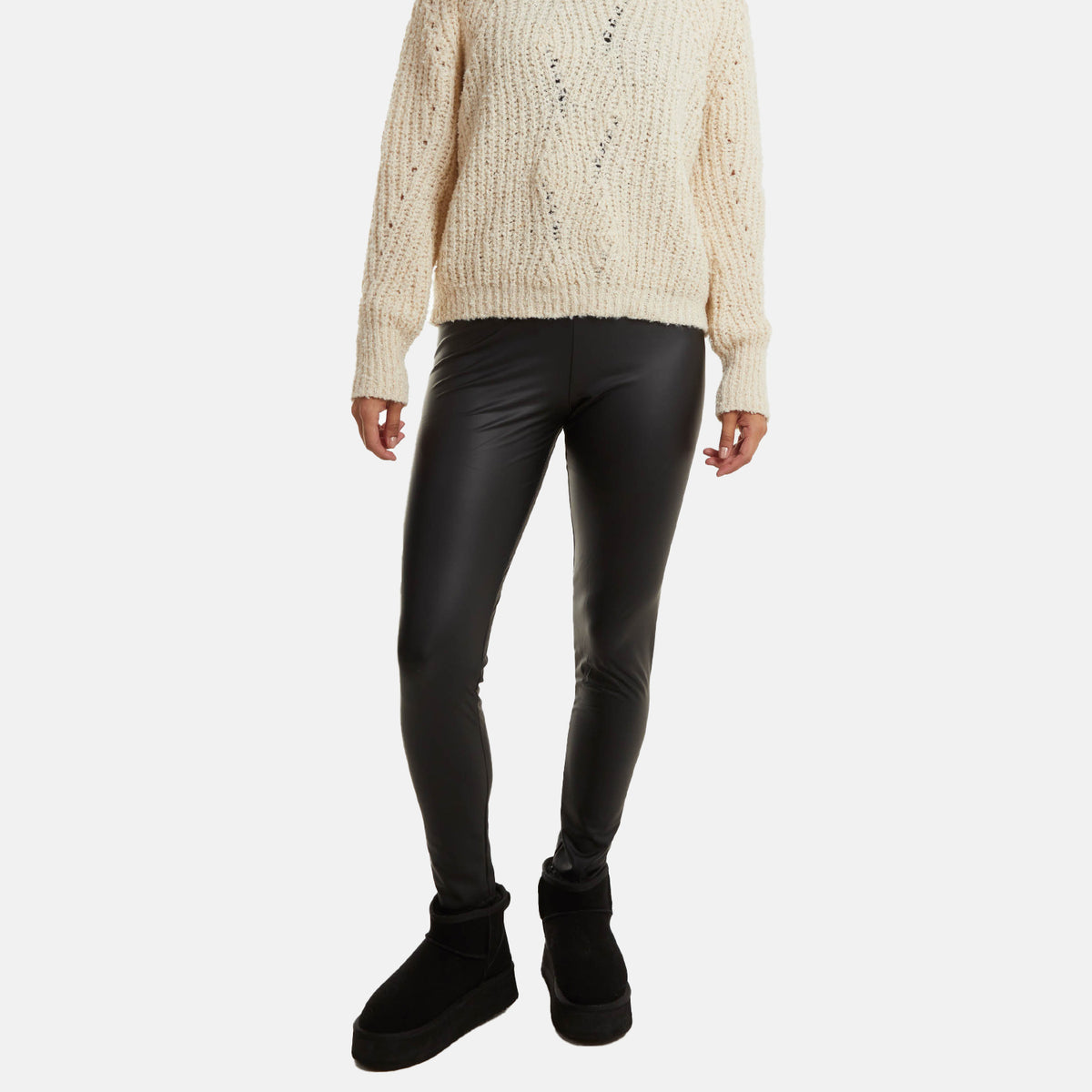 Leather Look Ponte Pull-On Leggings with Elasticated Waistband V32535338 0