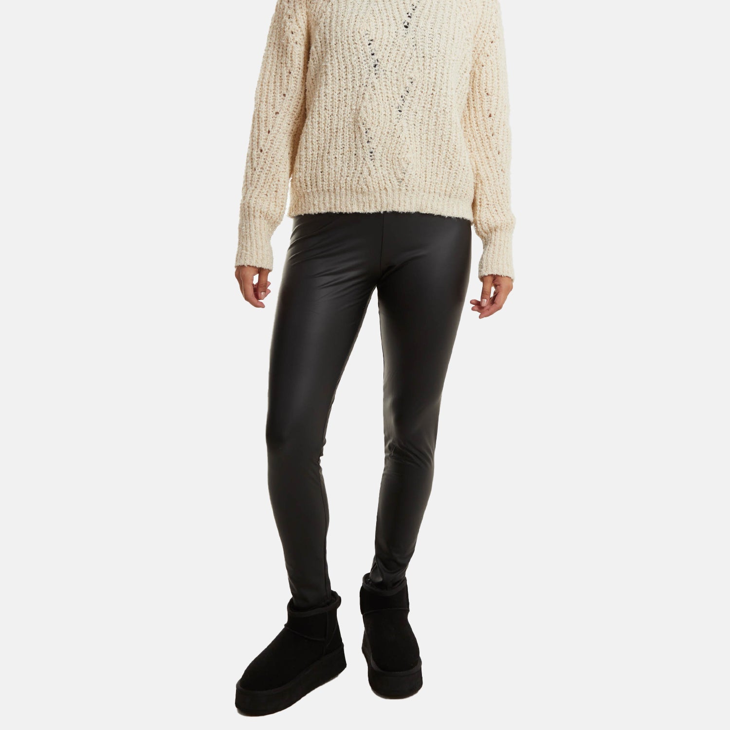 Leather Look Ponte Pull-On Leggings with Elasticated Waistband V32535338 0