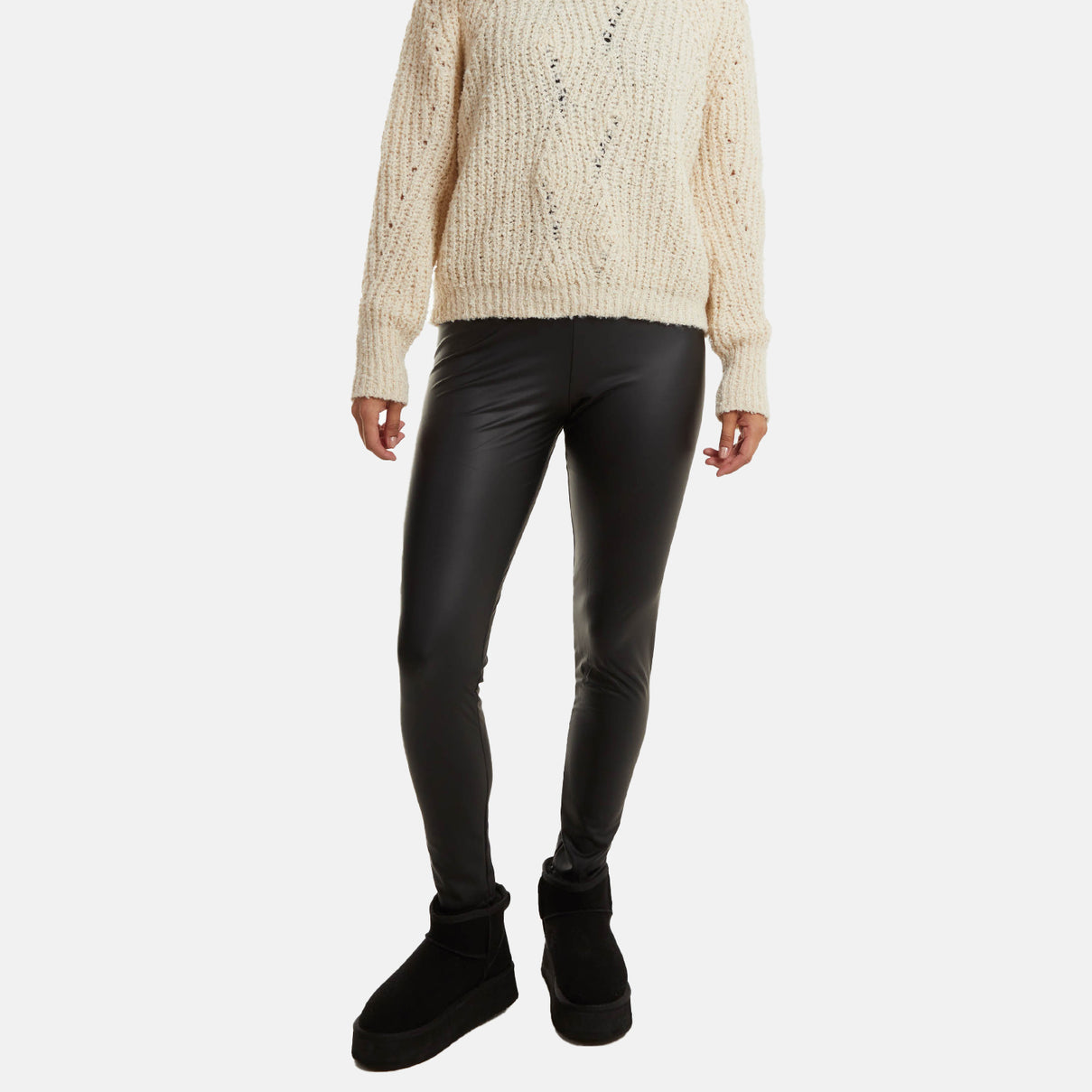 Leather Look Ponte Pull-On Leggings with Elasticated Waistband V32515832 0