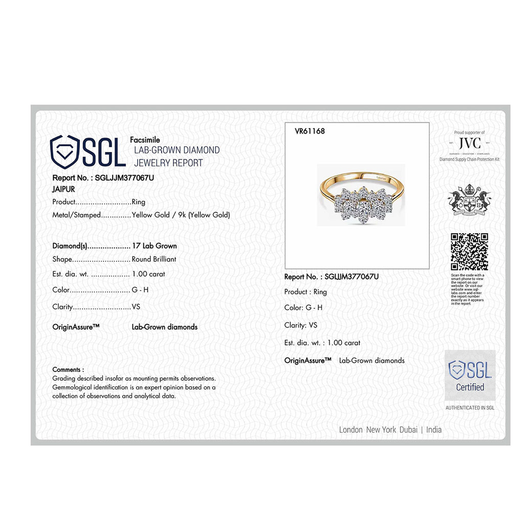 Luxuriant Diamond 9K Yellow Gold SGL Certified Lab Grown Diamond (VS-G/H) Boat Ring 1.00 Ct._8018652_6