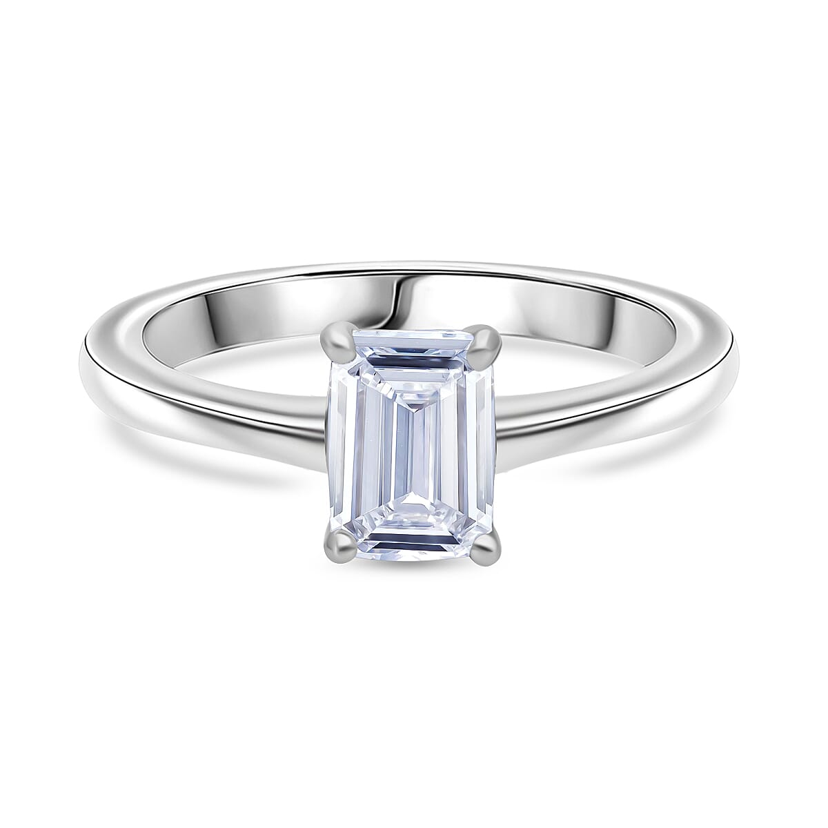 LUXURIANT 1 Ct. Lab Grown Diamond Emerald-Cut Solitaire Ring in 950 Platinum 8018841 0