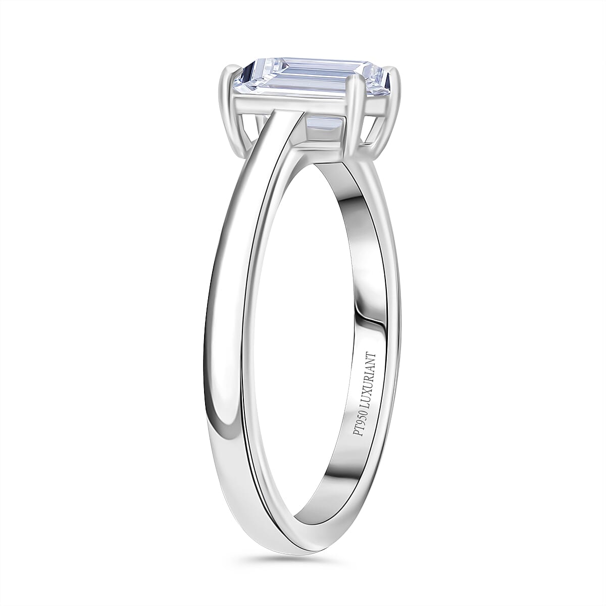 LUXURIANT 1 Ct. Lab Grown Diamond Emerald-Cut Solitaire Ring in 950 Platinum 8018841 3