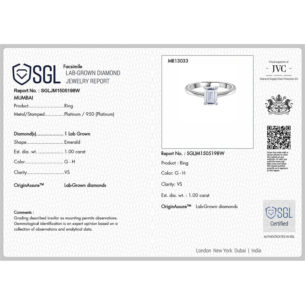 LUXURIANT 1 Ct. Lab Grown Diamond Emerald-Cut Solitaire Ring in 950 Platinum 8018841 6