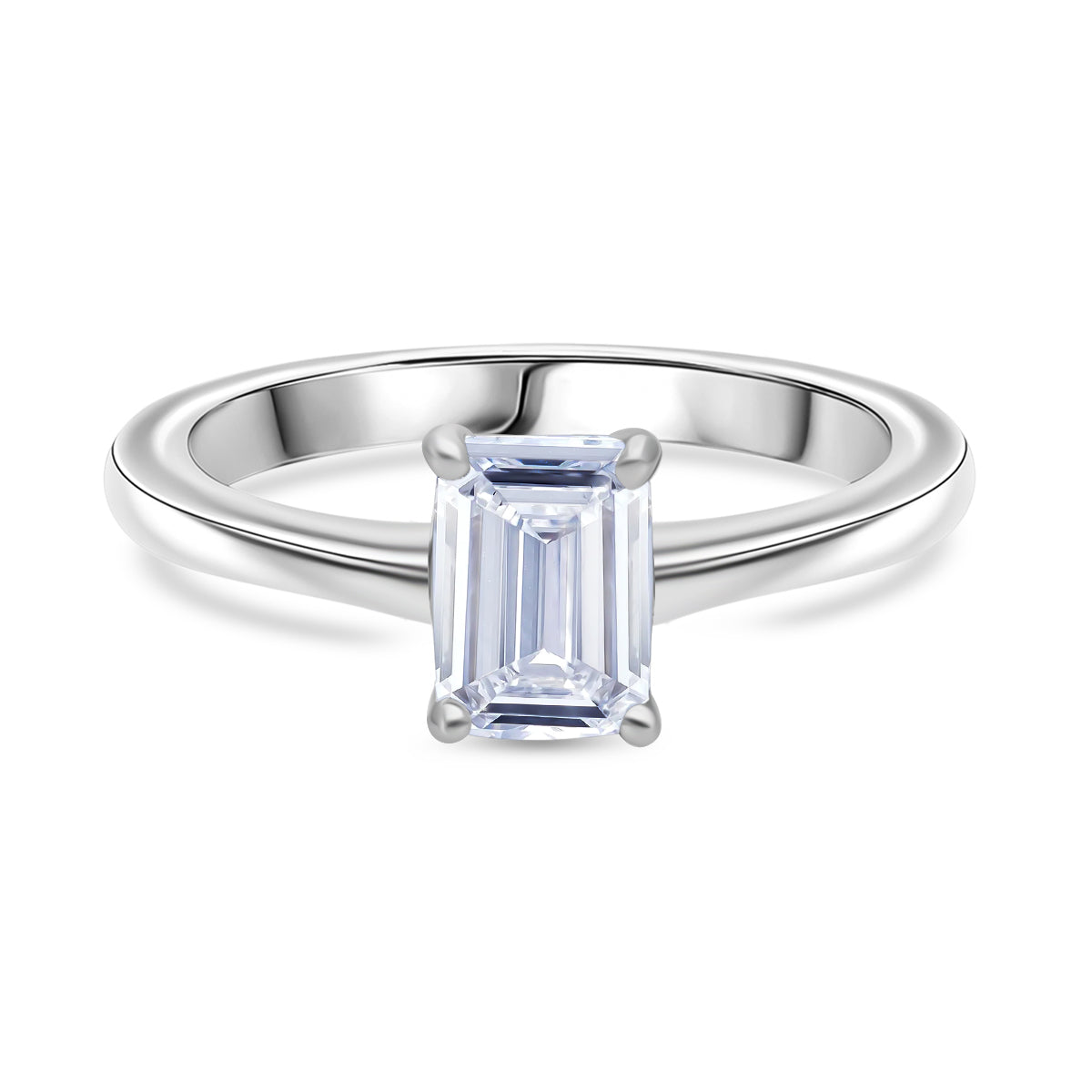LUXURIANT SGL Certified 1 Ct. Lab Grown Diamond Emerald VS G-H Solitaire Ring in 950 Platinum V32697777 0