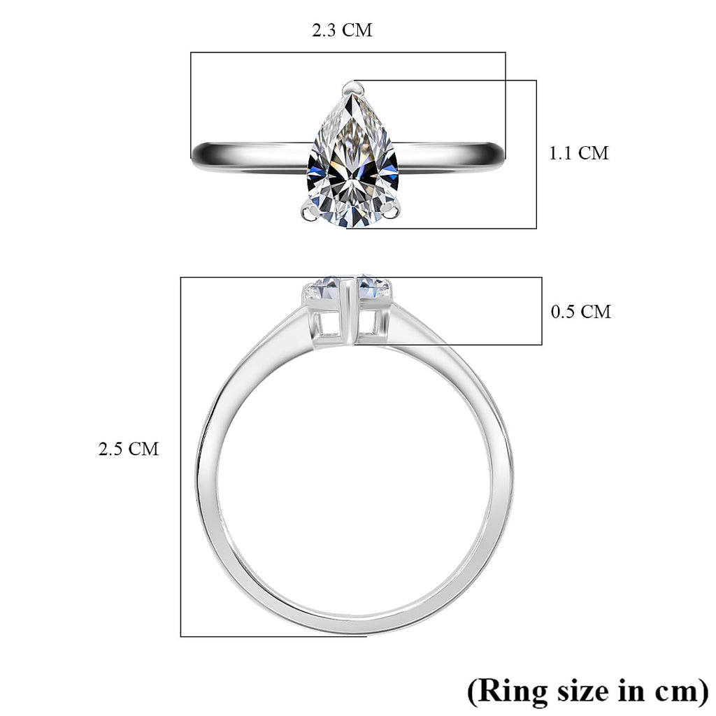 Luxuriant Diamond - 950 Platinum SGL Certified Lab Grown Diamond (VS-GH) Pear Ring 1.00 Ct