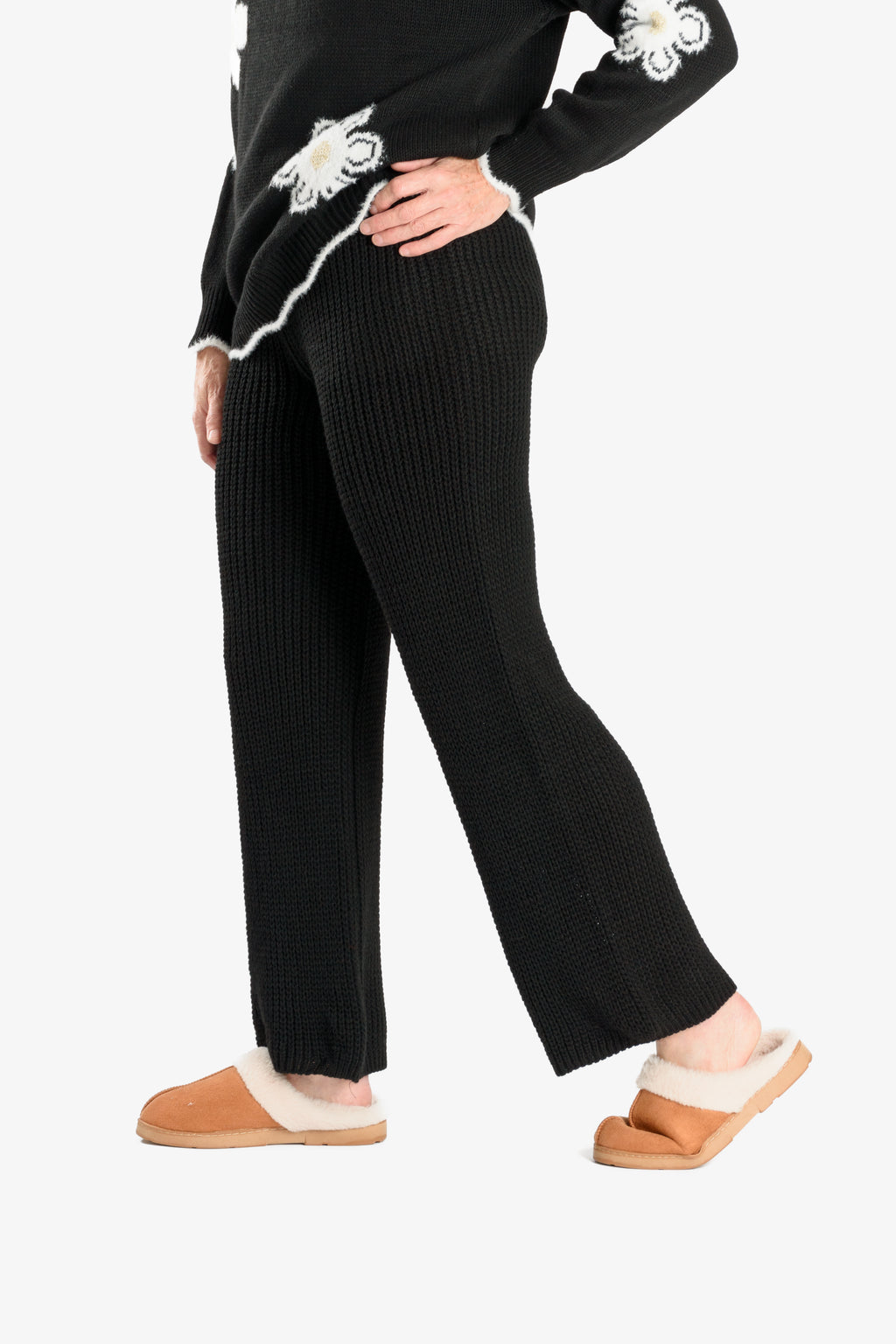 Straight Fit Knitted Trouser (Size 10 to 20) - Black_8018875_3