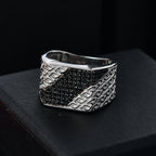 GP - Natural Thai Black Spinel & Blue Sapphire Ring in Rhodium Overlay Sterling Silver 5.34 Ct, Silver Wt. 9.40 Gms._8018940_1