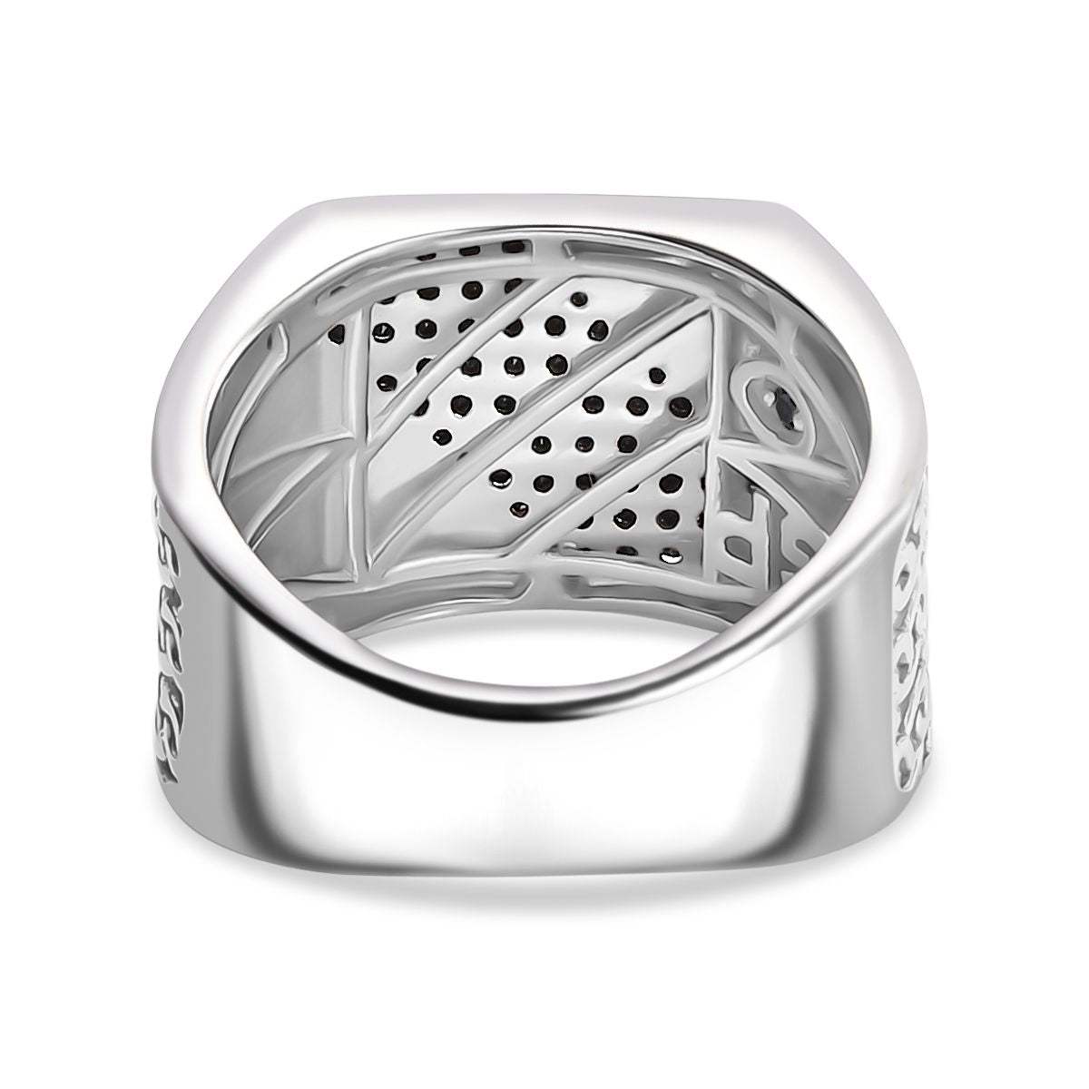 GP Collection - Black Spinel and Blue Sapphire Ring in Rhodium Overlay Sterling Silver 8018940 5