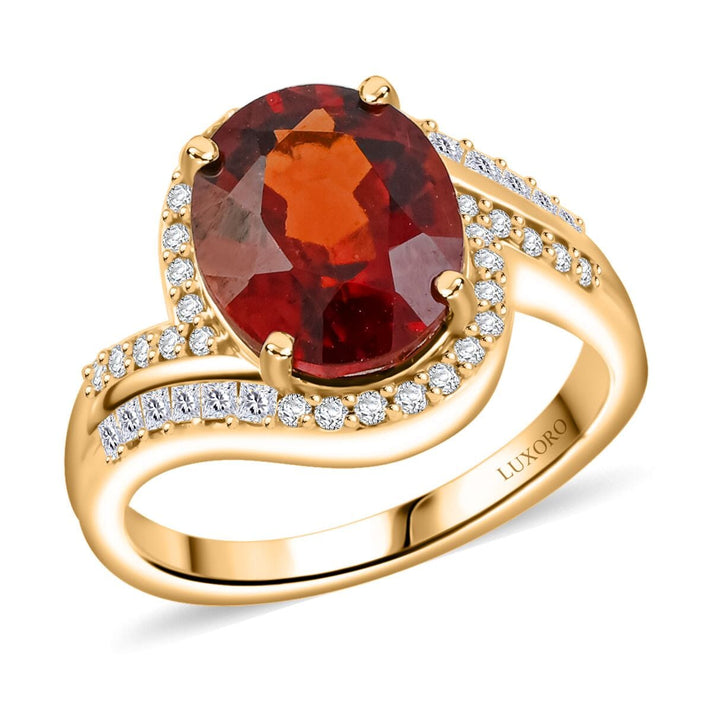 Luxoro 10K Yellow Gold AAA Hessonite Garnet, White Diamond I2 Ring, Gold Wt.4.38 Gms  5.250  Ct. 8018990 1