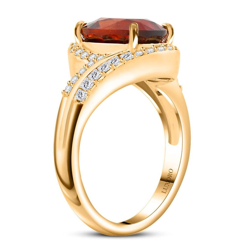 Luxoro 10K Yellow Gold AAA Hessonite Garnet, White Diamond I2 Ring, Gold Wt.4.38 Gms  5.250  Ct._8018990_3