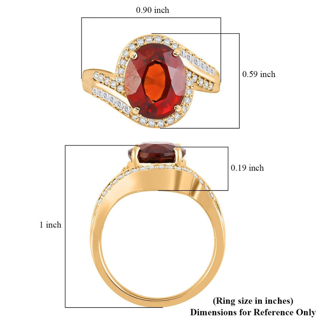Luxoro 10K Yellow Gold AAA Hessonite Garnet, White Diamond I2 Ring, Gold Wt.4.38 Gms  5.250  Ct._8018990_5