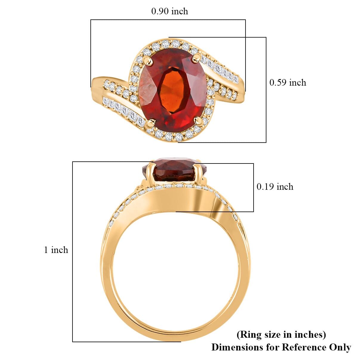 Luxoro 10K Yellow Gold AAA Hessonite Garnet, White Diamond I2 Ring, Gold Wt.4.38 Gms  5.250  Ct. 8018990 5