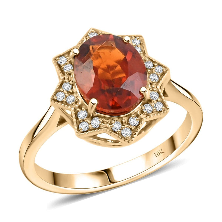 Luxoro  10K Yellow Gold  AAA   Honey Garnet ,  White Diamond  I2 Ring 4.00 pc,  Gold Wt. 3.6 Gms  4.000  Ct. 8019007 1