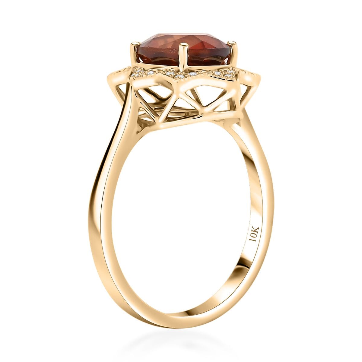 Luxoro  10K Yellow Gold  AAA   Honey Garnet ,  White Diamond  I2 Ring 4.00 pc,  Gold Wt. 3.6 Gms  4.000  Ct. 8019007 3