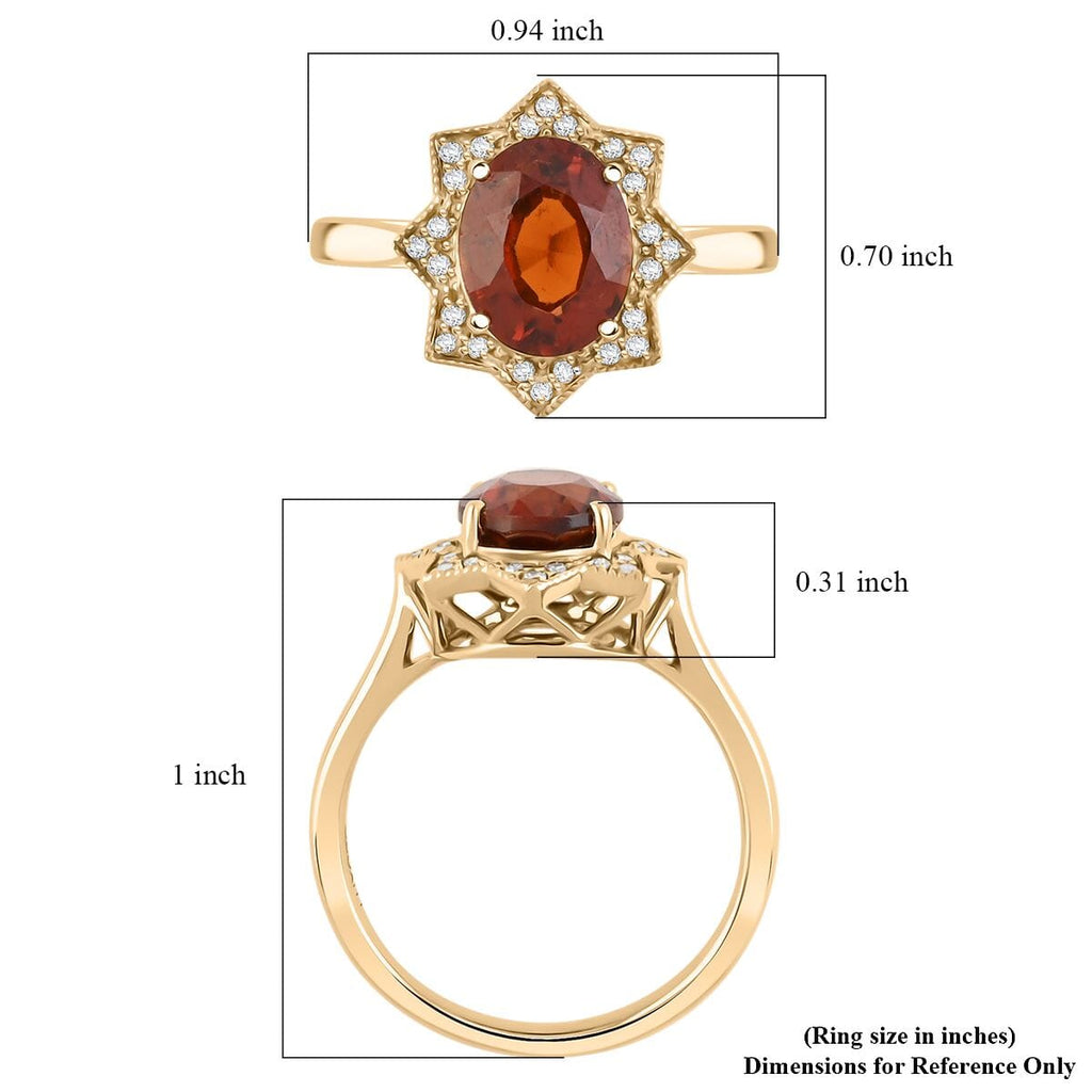 Luxoro  10K Yellow Gold  AAA   Honey Garnet ,  White Diamond  I2 Ring 4.00 pc,  Gold Wt. 3.6 Gms  4.000  Ct._8019007_5