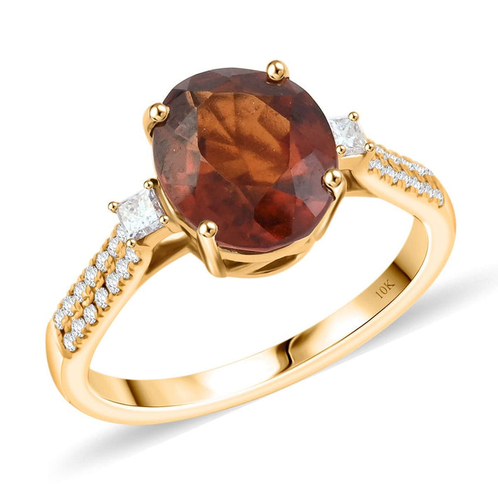 Luxoro  10K Yellow Gold  AAA   Honey Garnet ,  White Diamond  I2 Ring 3.60 pc,  Gold Wt. 2.98 Gms  3.600  Ct. 8019061 1