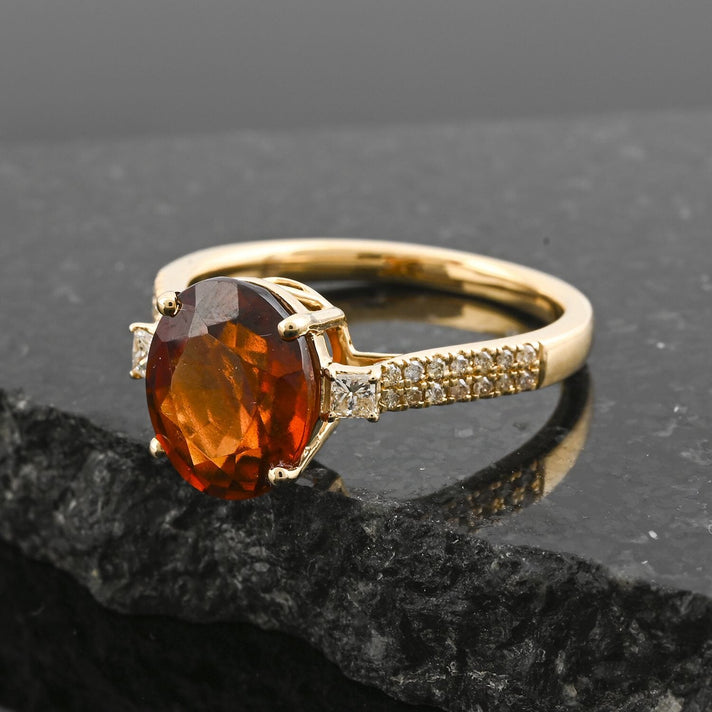 Luxoro  10K Yellow Gold  AAA   Honey Garnet ,  White Diamond  I2 Ring 3.60 pc,  Gold Wt. 2.98 Gms  3.600  Ct. 8019061 2
