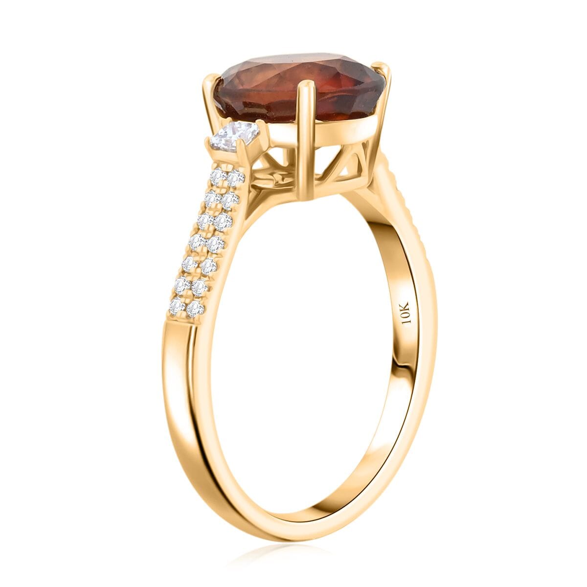 Certified and Appraised LUXORO AAA Honey Garnet, White Diamond I2 Ring in 10K Yellow Gold, Gold Wt. 2.98 Gms 3.600 Ct. 8019067 3