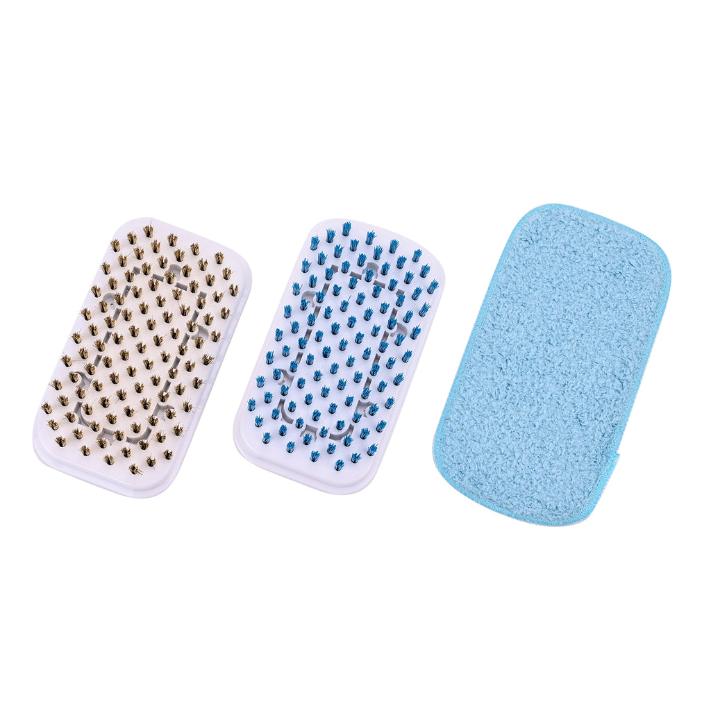 3 scrubber brushes including 1x Wire Brush, 1x Scrubbing Brush, and 1 Cloth Pad_8019748_1