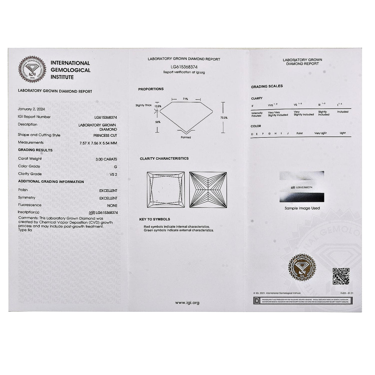 LUXURIANT 3 Ct. Lab Grown Diamond Solitaire Ring in 9K White Gold 8019803 7