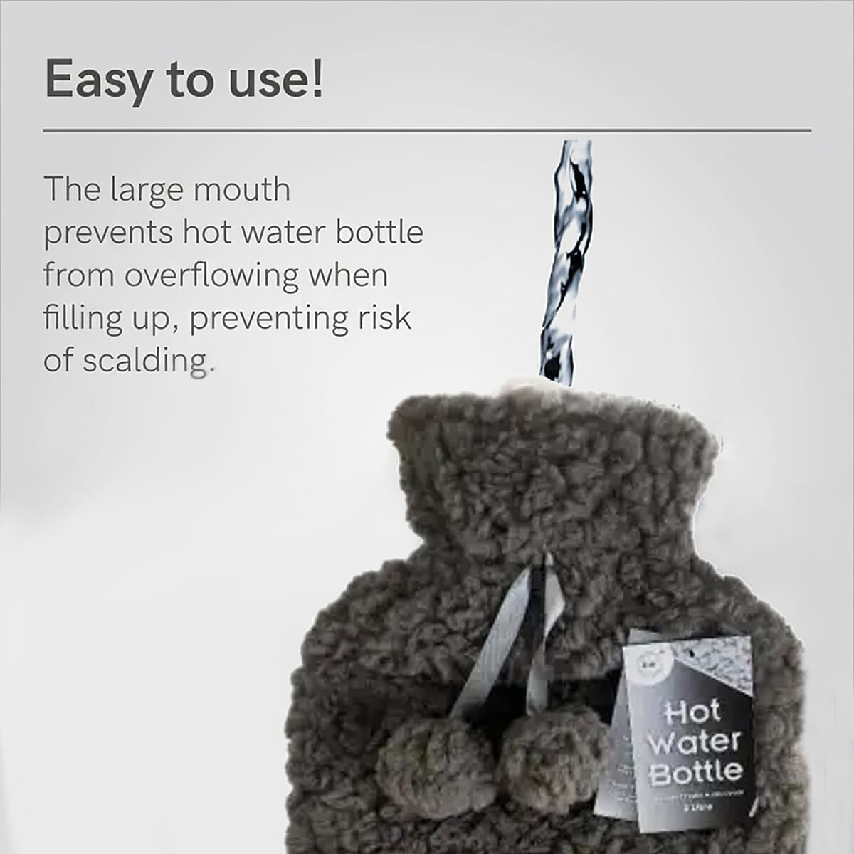 Must Have - Faux Fur 2 Litre Water Bottle with Soft Teddy Plush Cover - Brown 8019903 3