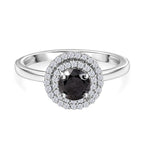 9K White Gold I3-Black Diamond & White Diamond Halo Ring 1.00 Ct._8020154
