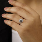 9K White Gold I3-Black Diamond & White Diamond Halo Ring 1.00 Ct._8020154_2