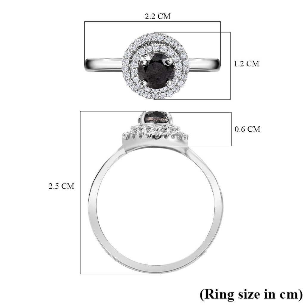9K White Gold I3-Black Diamond & White Diamond Halo Ring 1.00 Ct._8020154_5
