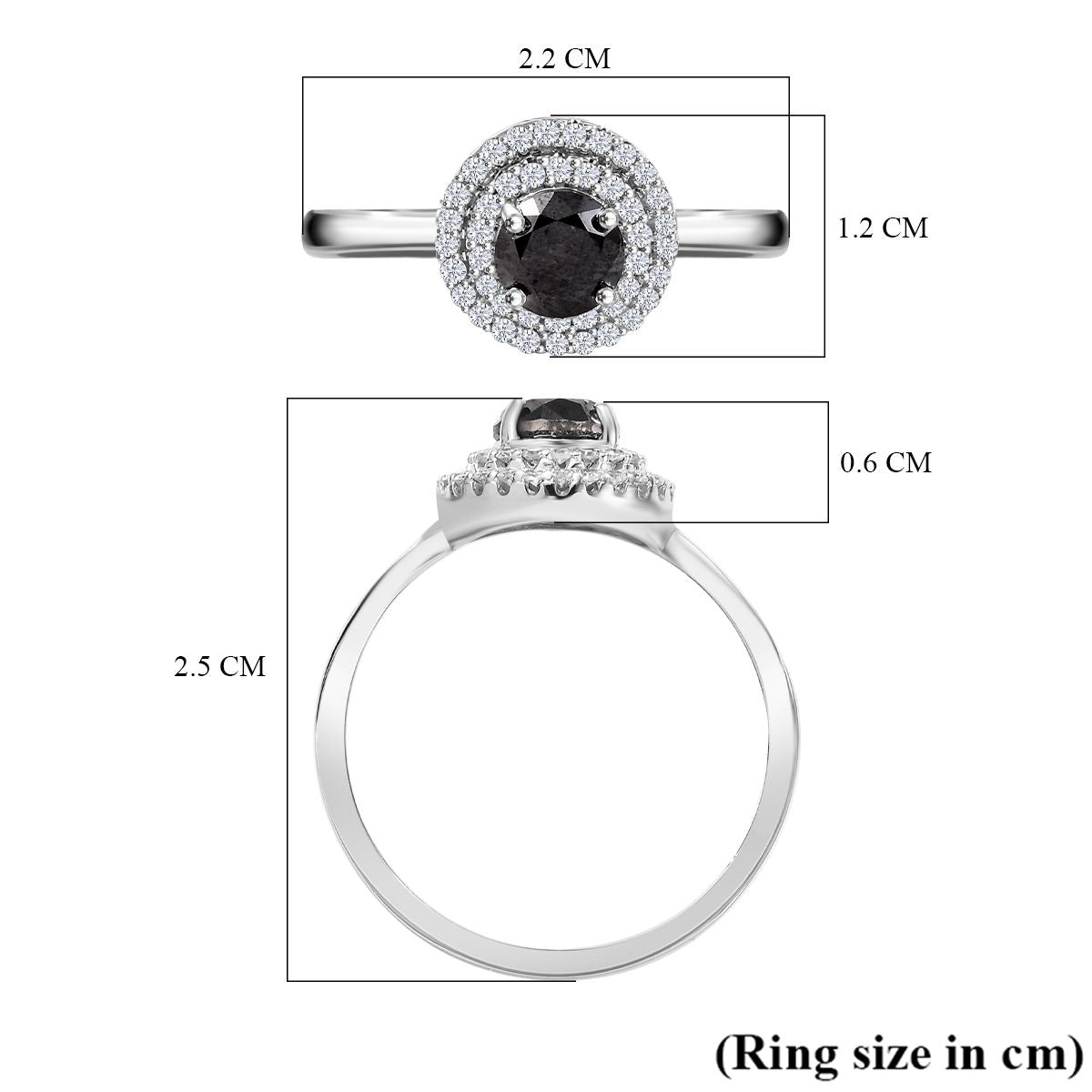 9K White Gold Black Diamond, White Diamond I3 Double Halo Ring 8020154 6