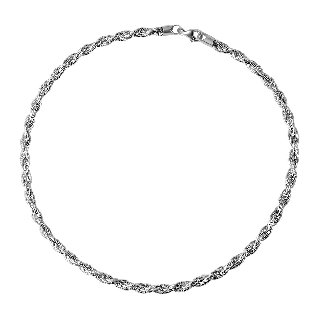 Italian Made - Rhodium Overlay Sterling Silver Rope Necklace (Size - 18) With Lobster Clasp, Silver Wt. 27.17 Gms 8020489 0