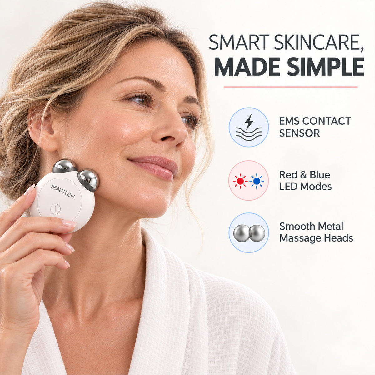 BEAUTECH - EMS Facial Toning Device - Red &amp; Blue Light Therapy &amp; Type-C Rechargeable 8020573 3
