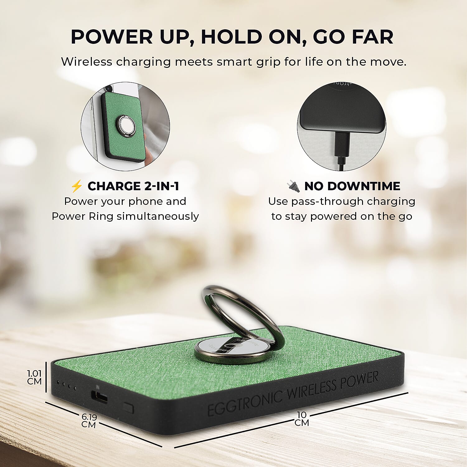 Eggtronic Wireless Power Ring with USB-C Fast Charging - 1,500mAh Power Bank with Holder Ring 8020801 5