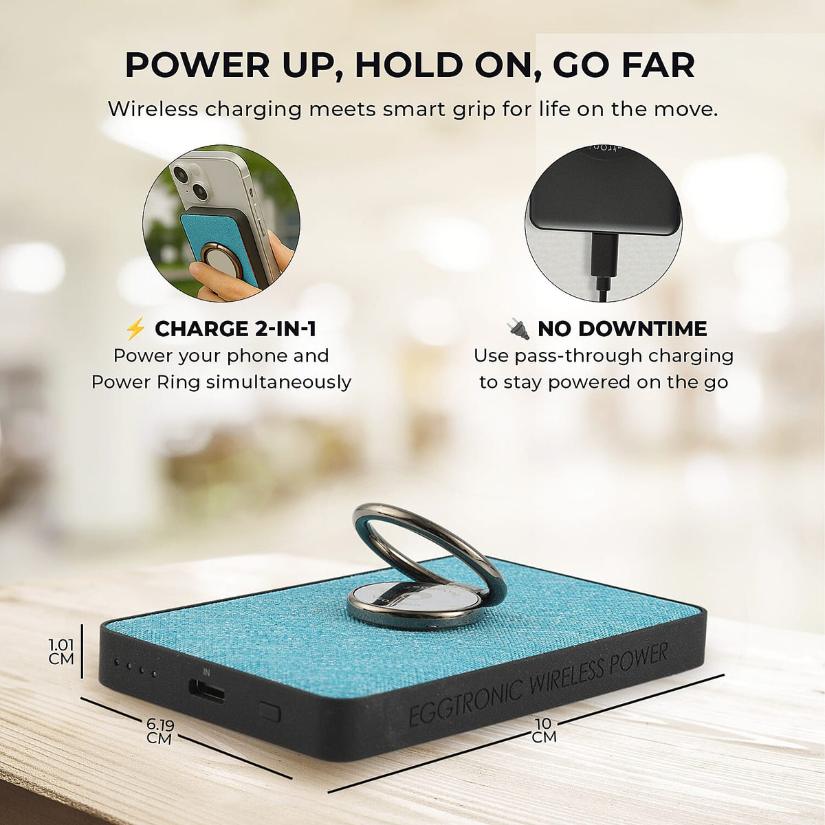 Eggtronic Wireless Power Ring with USB-C Fast Charging - 1,500mAh Power Bank with Holder Ring V32701603 5