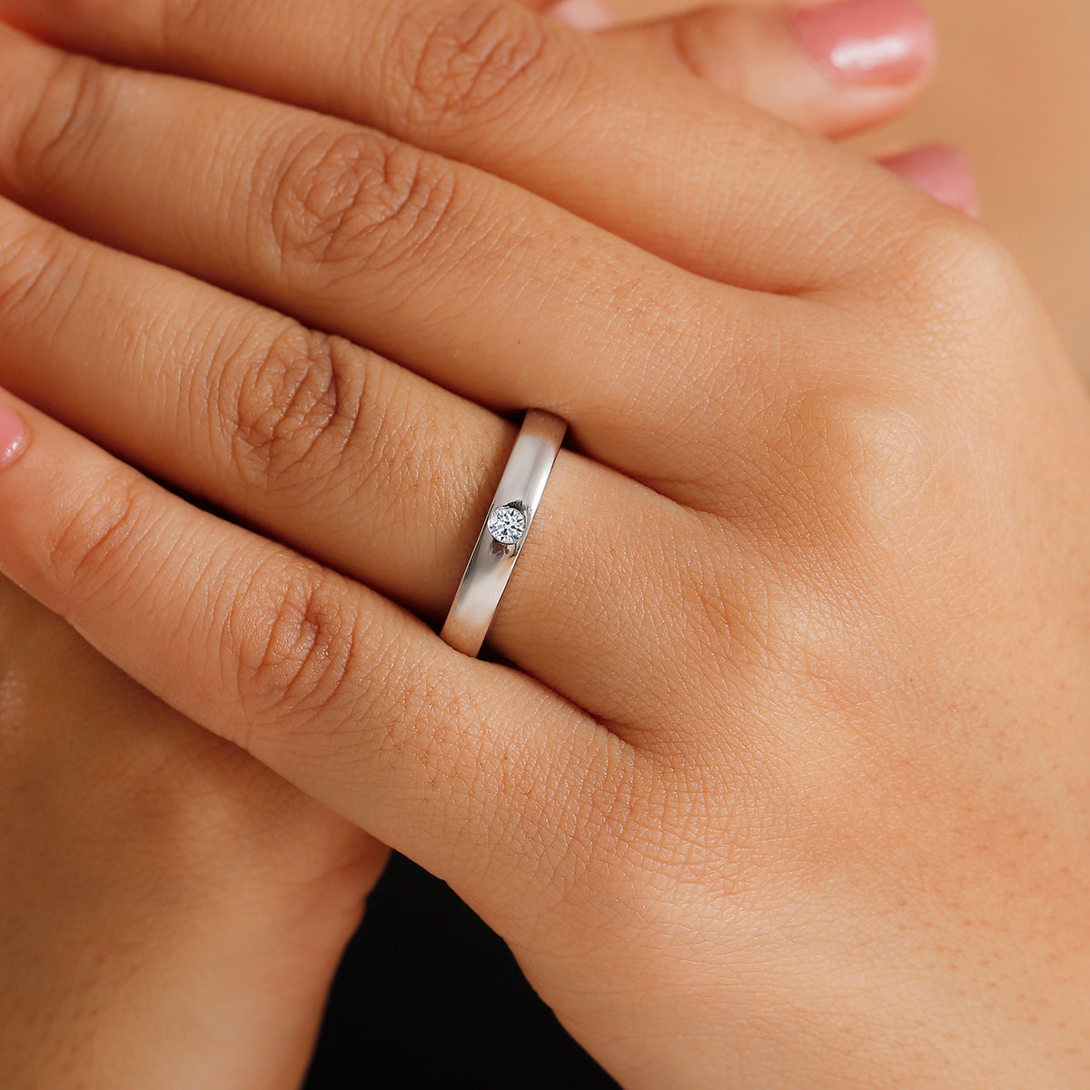 LUXURIANT Lab Grown Diamond (SI G/H) Band Ring in Rhodium Overlay Sterling Silver 8021084 3