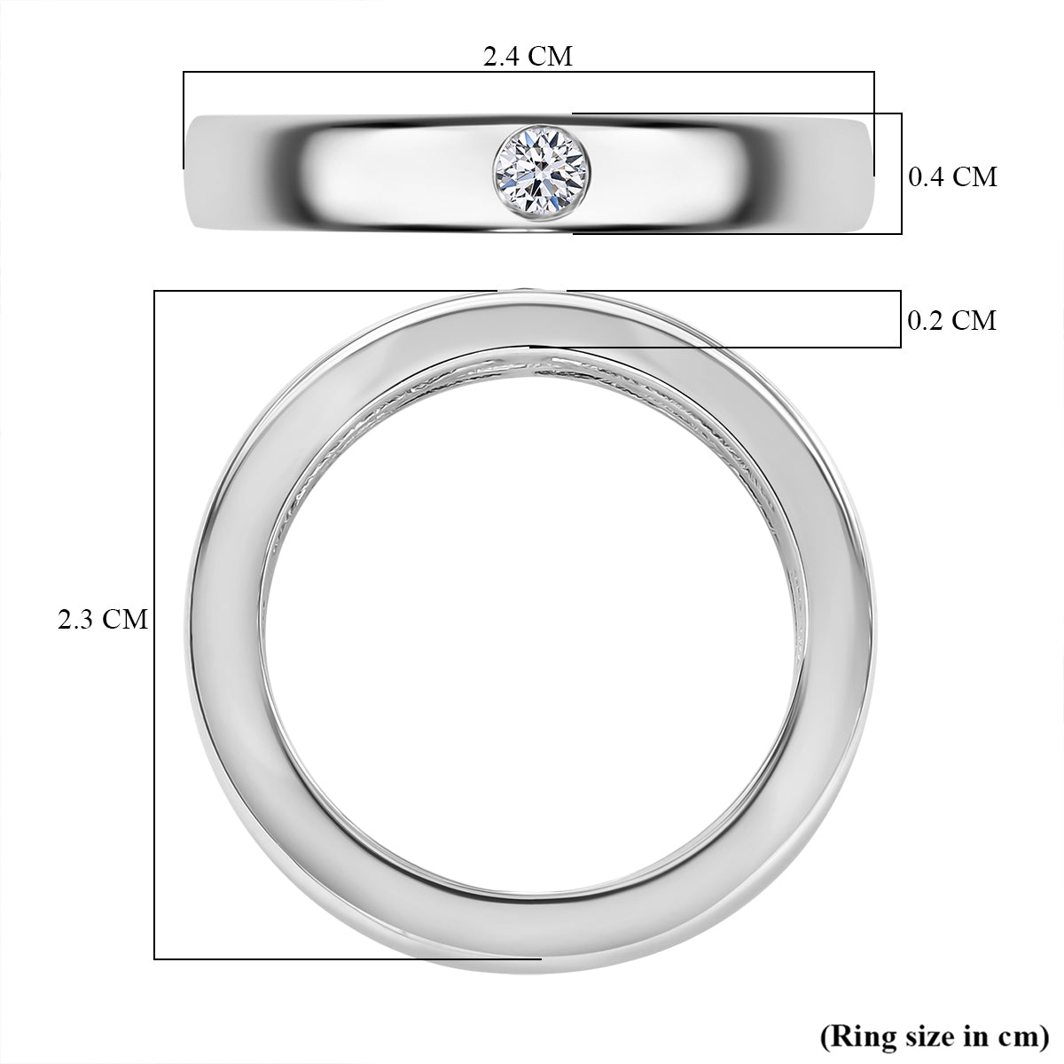 LUXURIANT Lab Grown Diamond (SI G/H) Band Ring in Rhodium Overlay Sterling Silver 8021084 6
