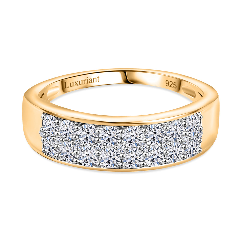 Luxuriant - Lab Grown Diamond (SI/G-H) Cluster Band Ring in 18K Vermeil Yellow Gold Plated Sterling Silver 1.05 Ct._8021453