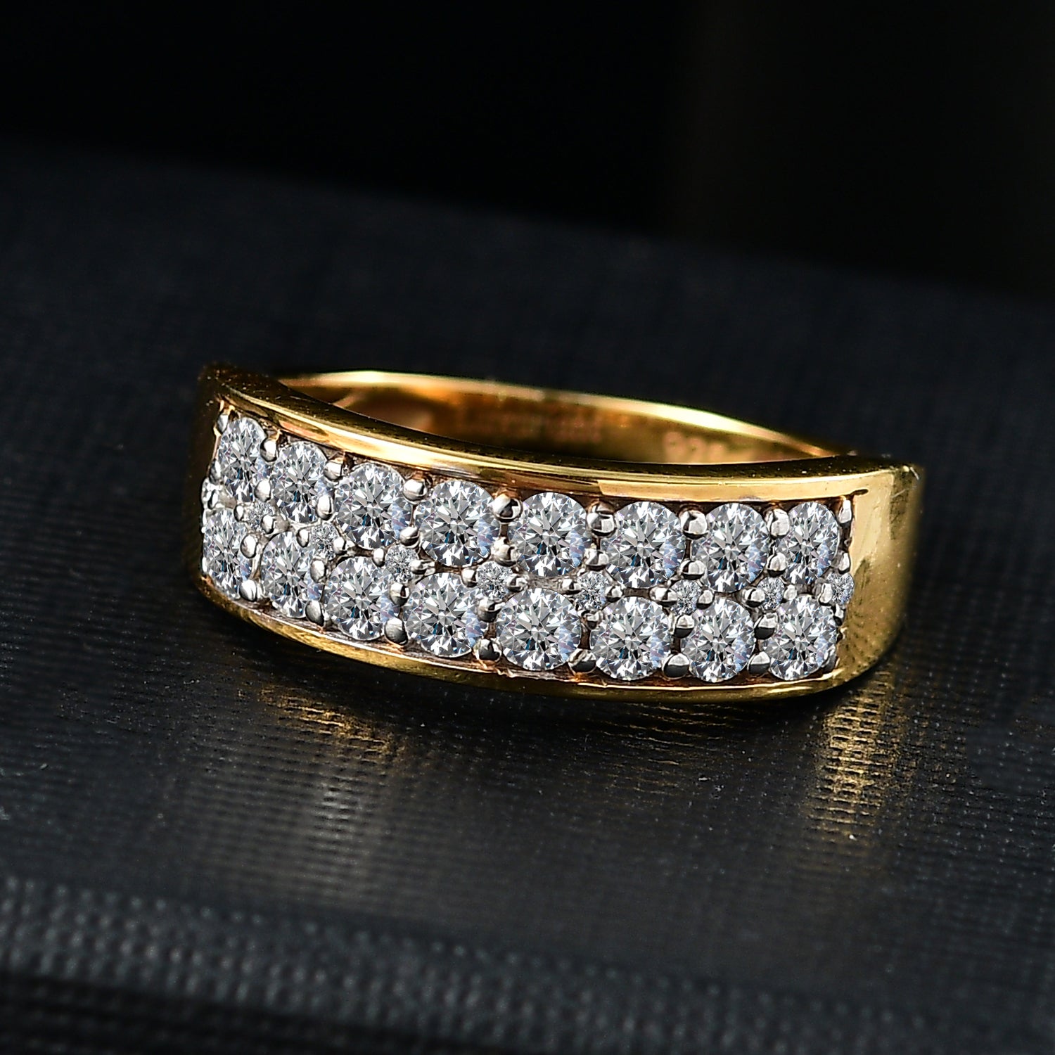 LUXURIANT 1 Ct. Lab Grown Diamond Cluster Band Ring in 18K Vermeil Yellow Gold Plated Sterling Silver (SI-G-H) 8021453 2