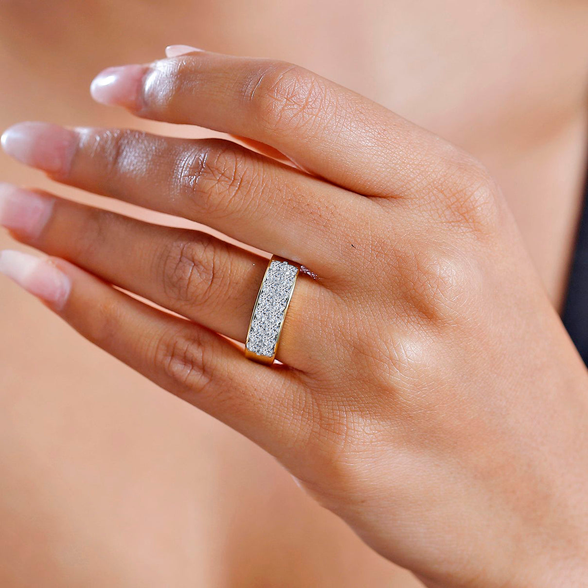 LUXURIANT 1 Ct. Lab Grown Diamond Cluster Band Ring in 18K Vermeil Yellow Gold Plated Sterling Silver (SI-G-H) 8021453 3